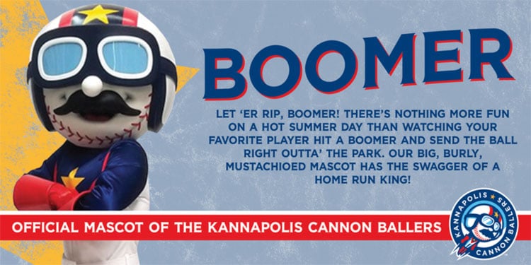 Boomer the Mascot of the Kannapolis Cannon Ballers