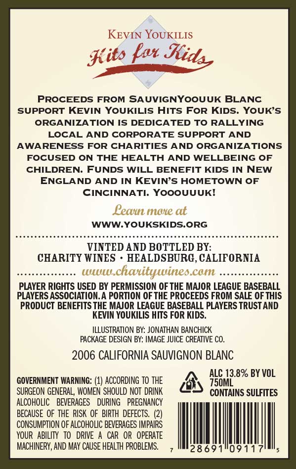 Kevin Youkilis, SauvignYoouuk Blanc wine label back