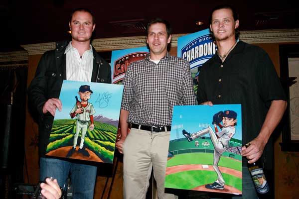 Mike Briggs with Jon Lester and Clay Buchholz of Boston Red Sox