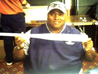 Tony Gwynn with Glass Baseball Bat from Corked Bat Collection