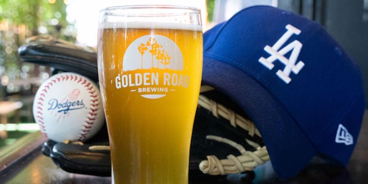 Golden Road Brewing Glass with Dodgers Cap