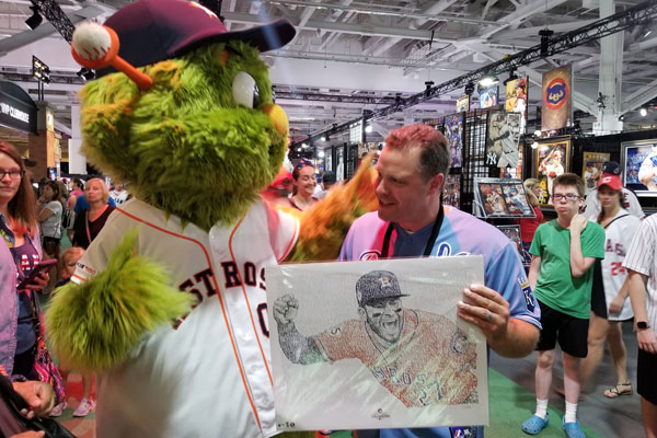 Dan Duffy with Astros Mascot and Jose Altuve