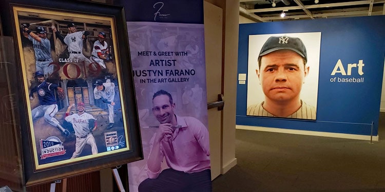 Jusytn Farano at the Art of Baseball Hall of Fame Gallery