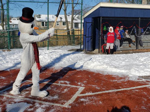 Frosty the Snowman at Bat at Winterball