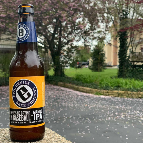 Evil Genius Beer - There's No Crying In Baseball Mango IPA bottle