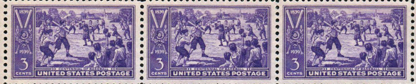 Centennial of Baseball, U.S. Postage Stamps