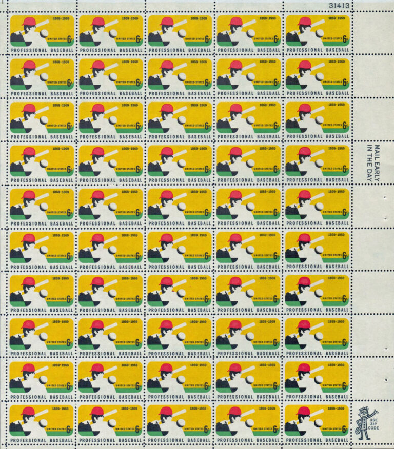 100th Anniversary of Professional Baseball, U.S. Postage Stamps Sheet