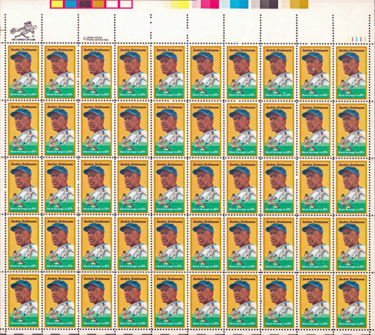 Jackie Robinson, 1982 U.S. Postage Stamps Sheet