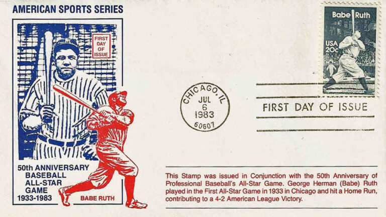 Babe Ruth, 1983 U.S. Postage Stamp FDC