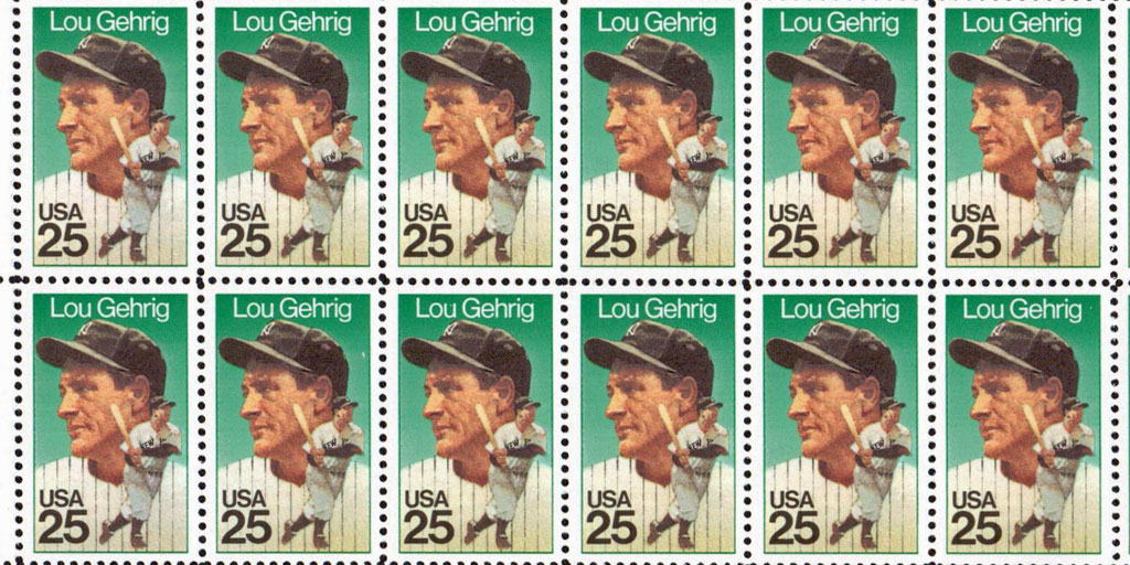 1989 25c Lou Gehrig for sale at Mystic Stamp Company