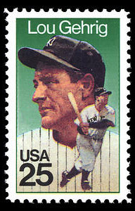 Lou Gehrig, 1989 U.S. Postage Stamp – 25¢