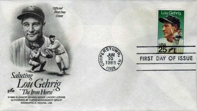 Lou Gehrig, 1989 U.S. Postage Stamp First Day Cover