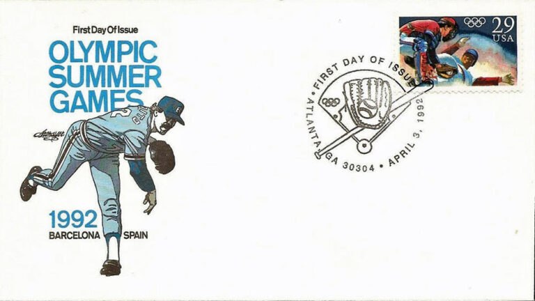 Baseball, 1992 Olympic Summer Games, U.S. Postage Stamp FDC