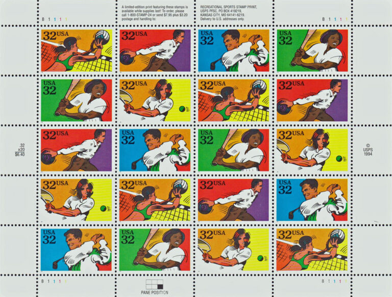 Recreational Sports, U.S. Postage Stamps Sheet