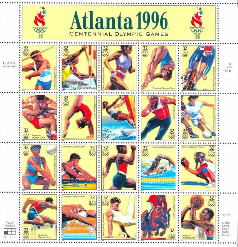 1996 Summer Olympics, U.S. Postage Stamp Sheet
