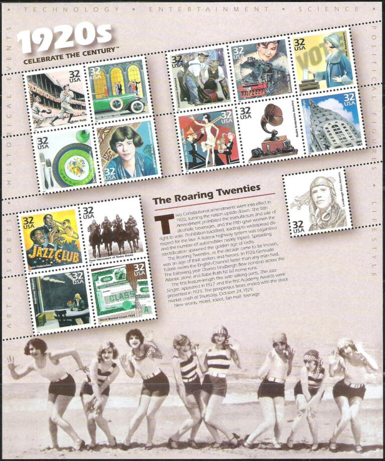 Celebrate the Centuries (1920s), U.S. Postage Stamp Sheet
