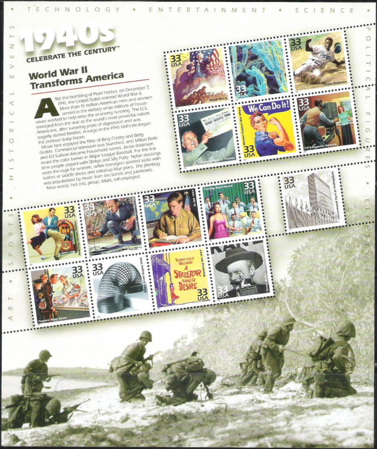 Celebrate the Centuries (1940s), U.S. Postage Stamp Sheet