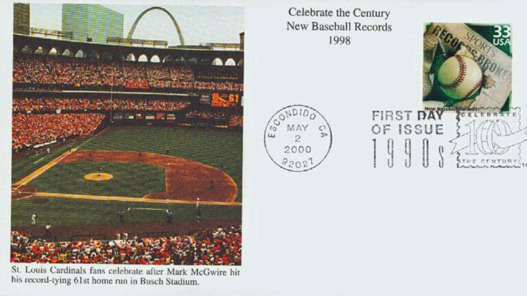 New Baseball Records, Celebrate the Century U.S. Postage Stamp FDC