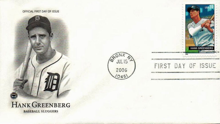 Hank Greenberg, Baseball Sluggers, U.S. Postage Stamp FDC