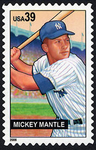 Mickey Mantle, Baseball Sluggers, U.S. Postage Stamp – 39¢