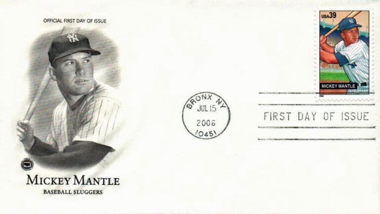 Mickey Mantle, Baseball Sluggers, U.S. Postage Stamp FDC
