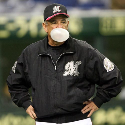 Manager Bobby Valentine of the Chiba Lotte Marines