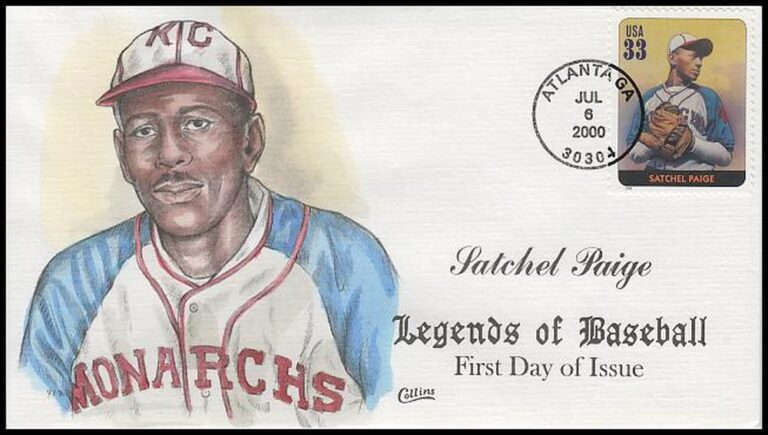 2000 Legends of Baseball - Satchel Paige (#3408p) Commemorative First Day  Picture Card (8x10) for sale at Mystic Stamp Company