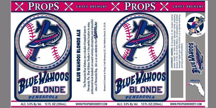 Props Craft Brewery, Blue Wahoos Blonde Ale Label