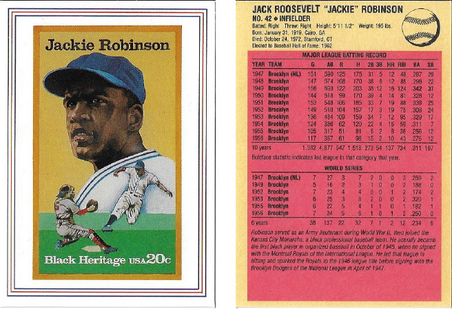 USPS Jackie Robinson Postage Stamp Baseball Card