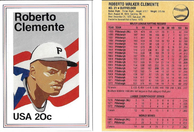 USPS Roberto Clemente Postage Stamp Baseball Card
