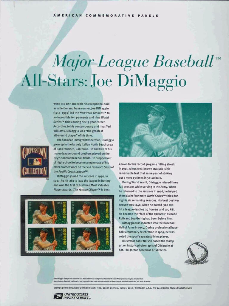 MLB All-Stars: Joe DiMaggio American Commemorative Panels of Stamps
