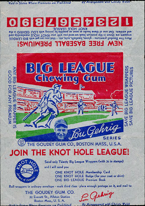 Lou Gehrig Big League Chewing Gum by Goudey Gum Co.