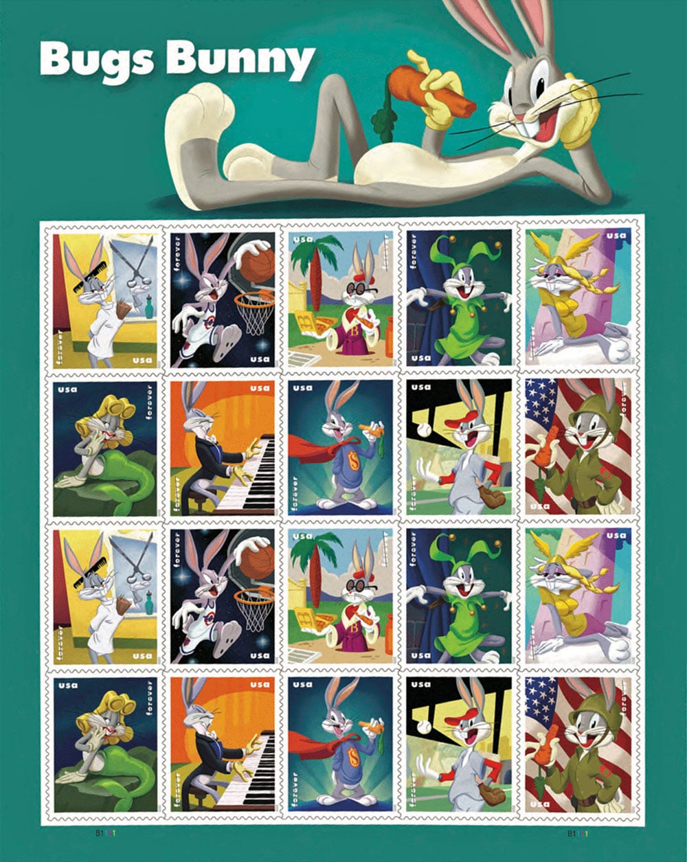 2020 Bugs Bunny 80th Anniversary U.S. Postage Stamps Baseball Life
