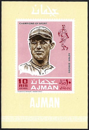1969 Ajman – Baseball Champions Souvenir Sheet, George Sisler