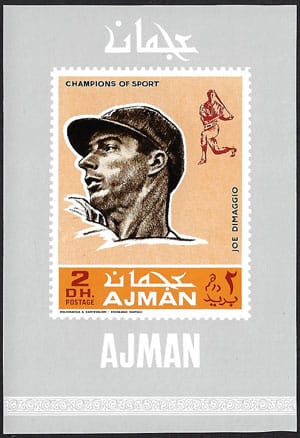 1969 Ajman – Baseball Champions Souvenir Sheet, Joe DiMaggio