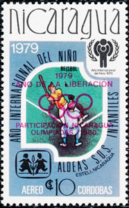 1980 Nicaragua – International Year of the Child (overprinted: Ano Liberacion - in red)