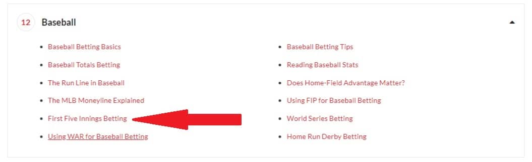 SBD – First Five Innings Betting