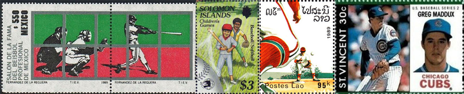 International Baseball Postage Stamps (1985 to 1989)