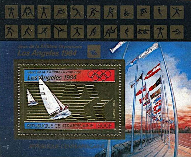 1982 Central African Republic – Sailing in Olympics, with Baseball Pictogram