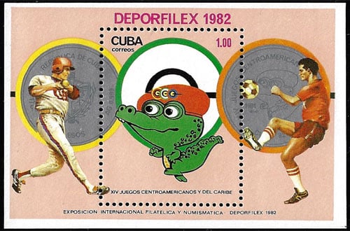 1982 Cuba – XIV Juegos Centroamericanos y del Caribe (1 Peso) Souvenir Sheet