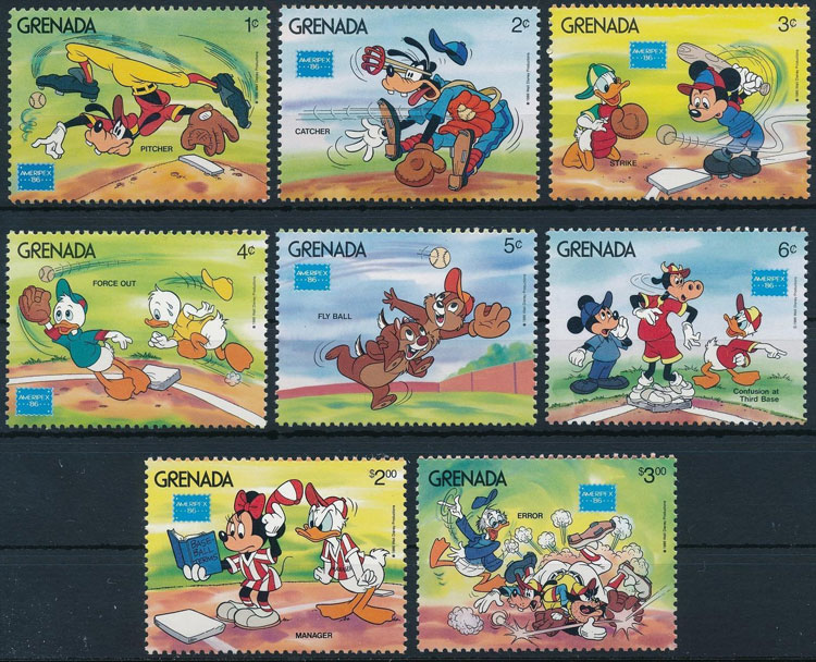 1986 Grenada – Walt Disney Series of 8 Stamps