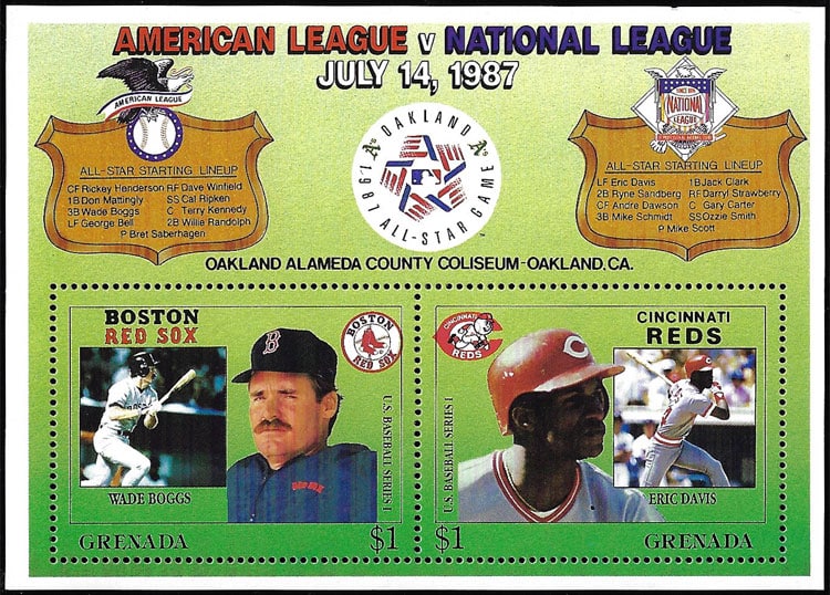 1987 Grenada – MLB All-Star Game, with Wade Boggs and Eric Davis