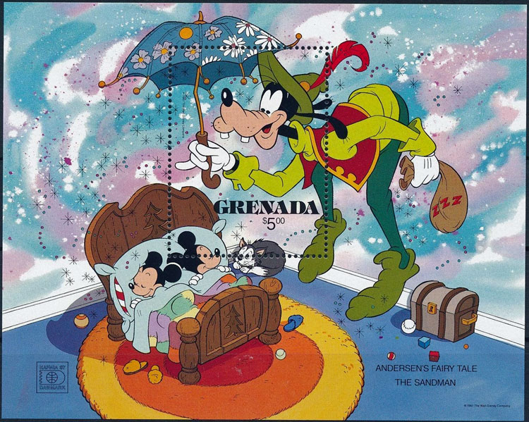 1987 Grenada – Andersen's Fairy Tale, Disney, The Sandman (with baseball on ground)