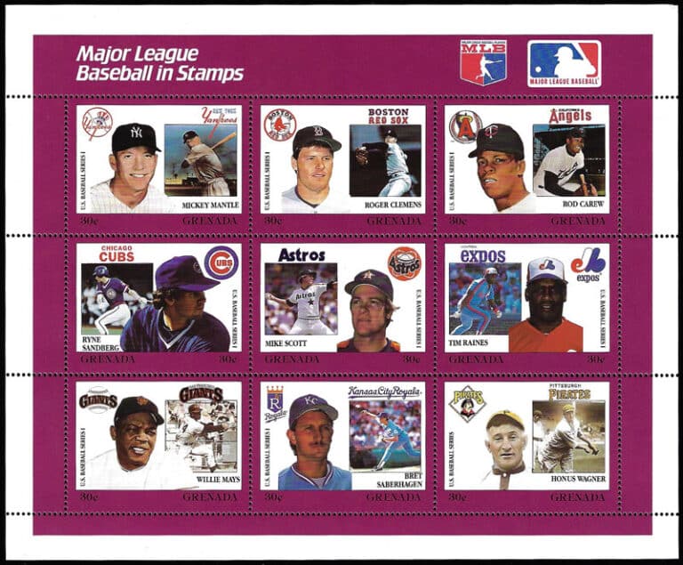 1988 Grenada – MLB in Stamps (1664a-1664i)
