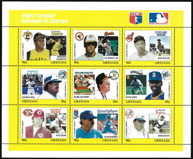 1988 Grenada – MLB in Stamps (1665a-1665i)