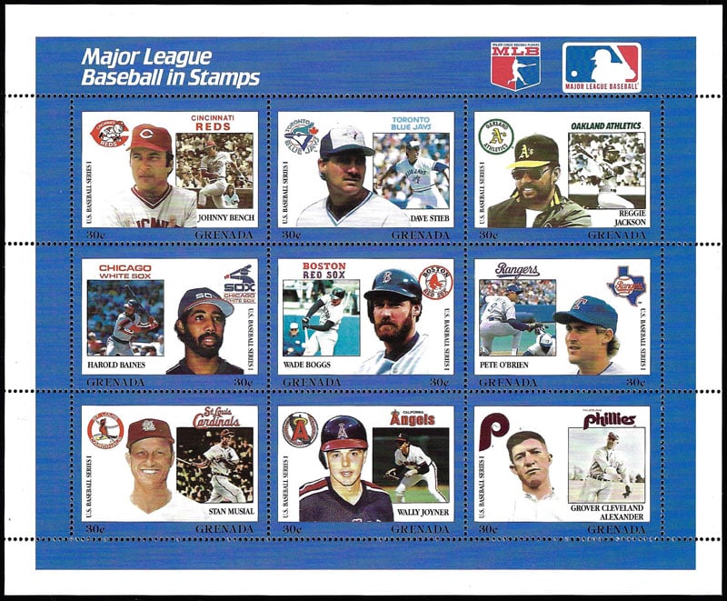 1988 Grenada – MLB in Stamps (1668a-1668i)