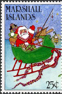 1988 Marshall Islands – Christmas (with baseball bat in Santa's sleigh)