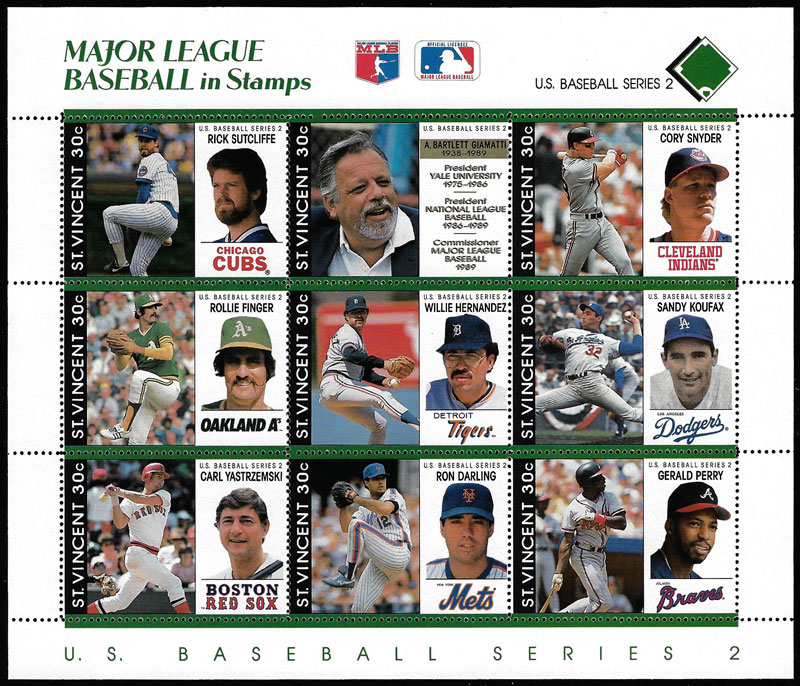 1989 St. Vincent – Major League Baseball in Stamps (Green)