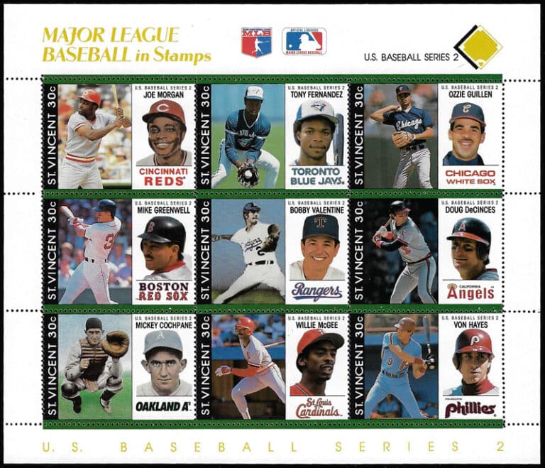 1989 St. Vincent – Major League Baseball in Stamps (Yellow)