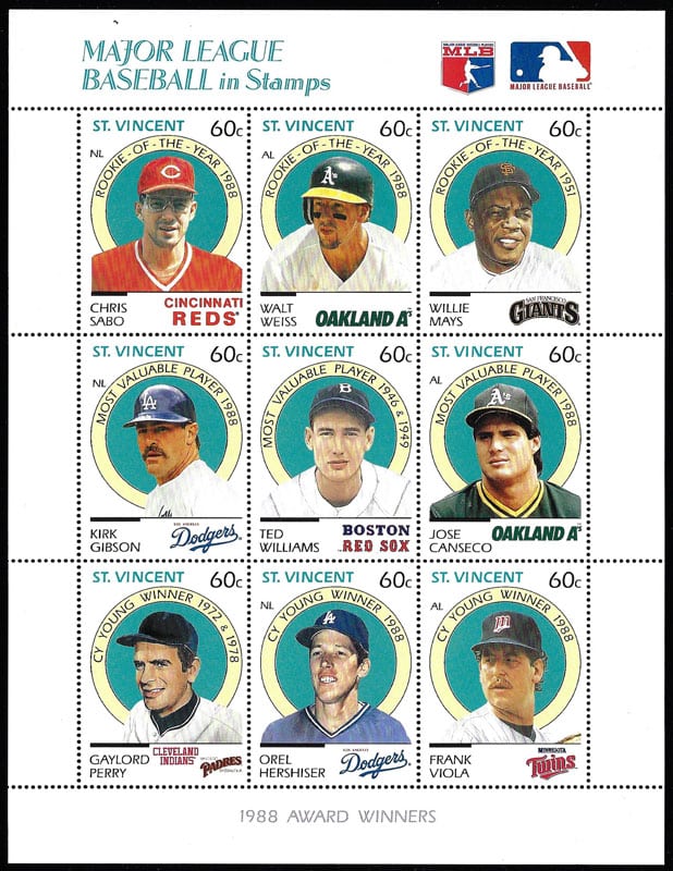 1989 St. Vincent – Major League Baseball in Stamps